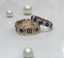 Обручальные кольца с бриллиантами и сапфирами